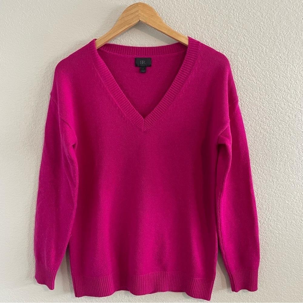 Banana Republic V-Neck Sweater Wool Cashmere Fuschia Small - Picture 2 of 10